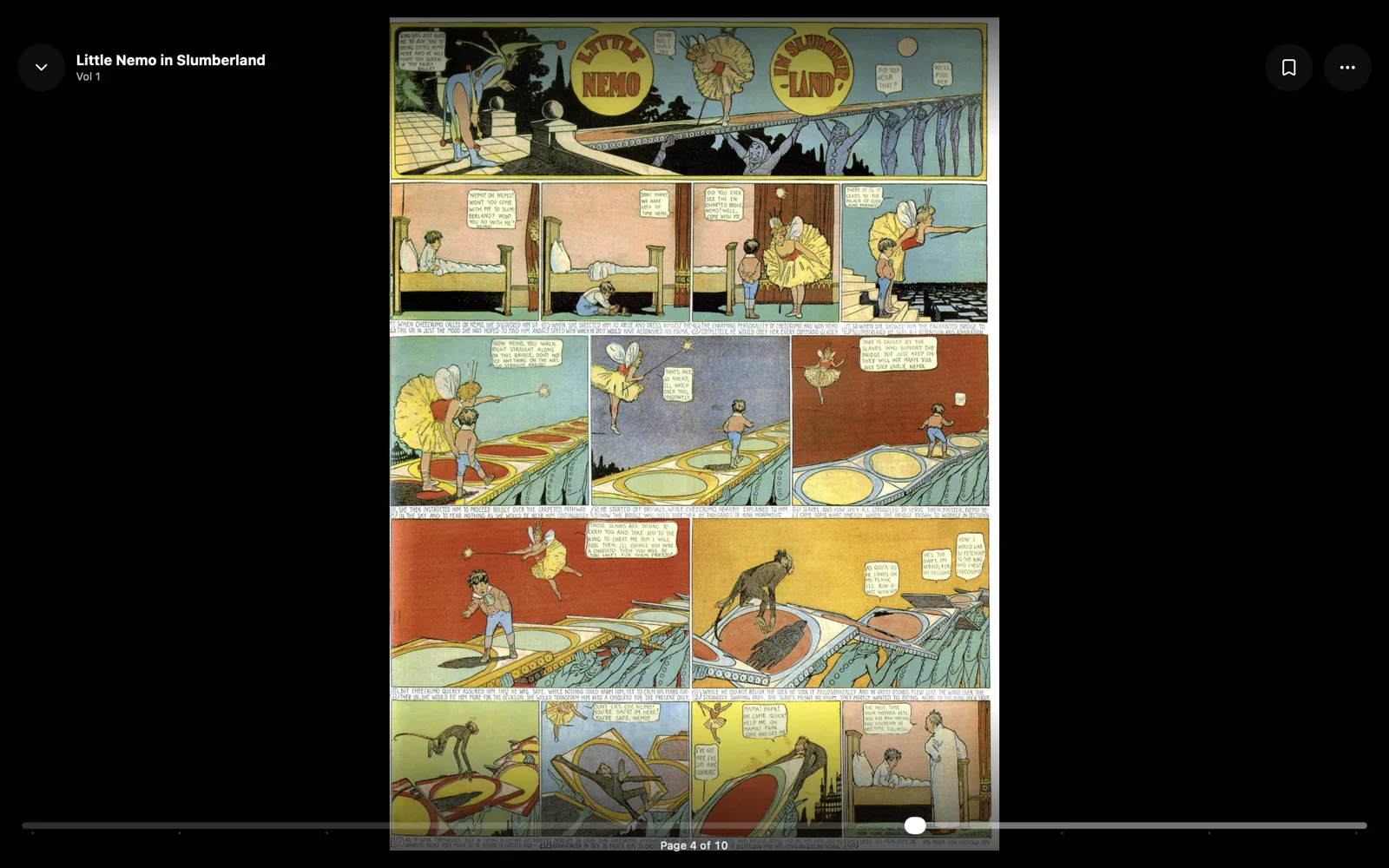 A Little Nemo in Slumberland comic page open in the reader on a Mac.